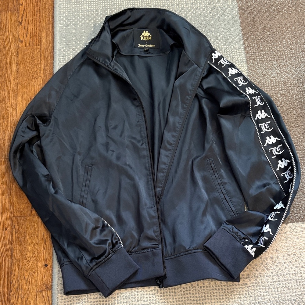Juicy Couture Black Bomber Jacket with Logo Accents